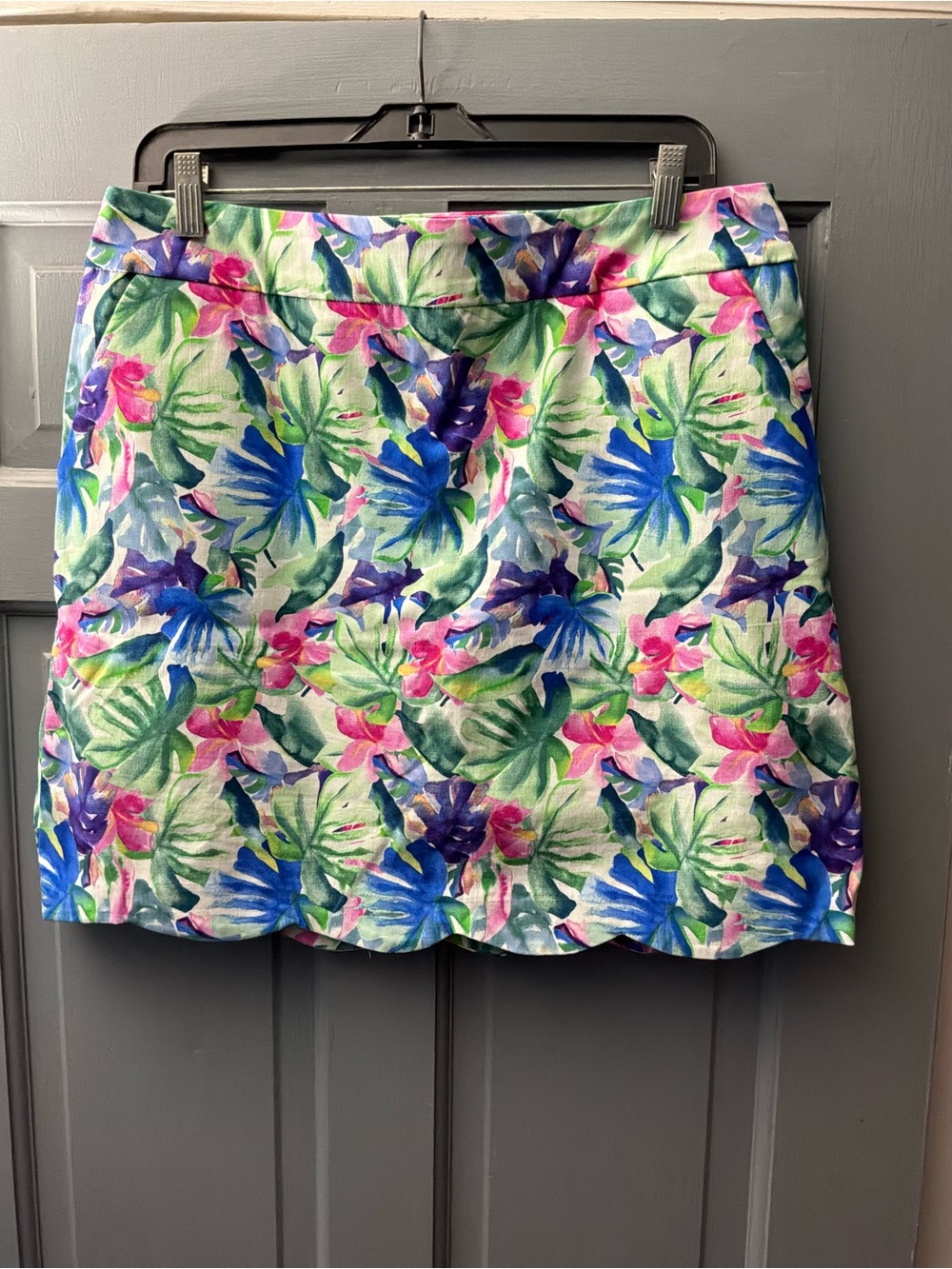 Tropical Floral Mini Skirt in Pink, Blue & Green